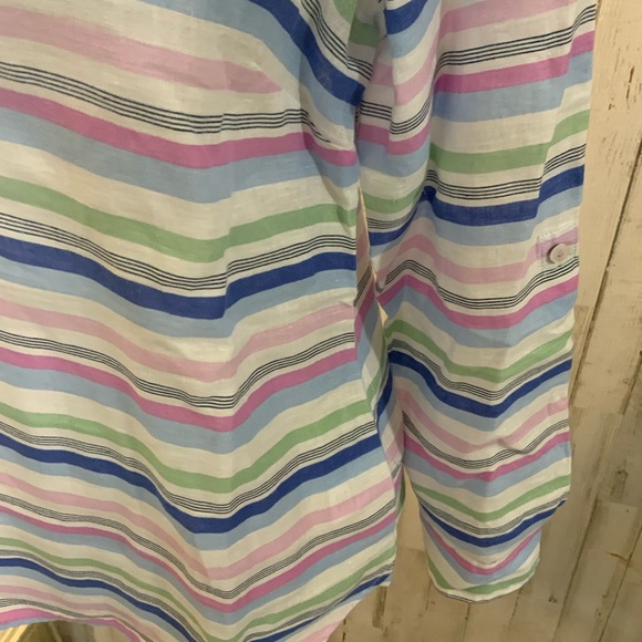 Talbots petite linen striped blouse. Size Mp - Picture 6 of 6